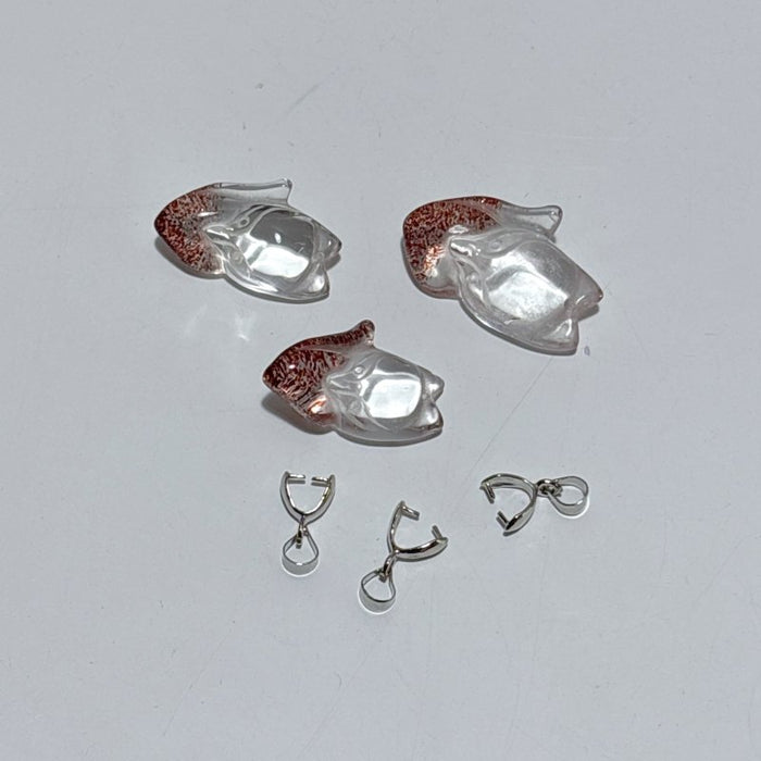 3 Pieces Super 7 Strawberry Quartz Fox Pendant