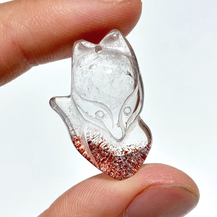 3 Pieces Super 7 Strawberry Quartz Fox Pendant