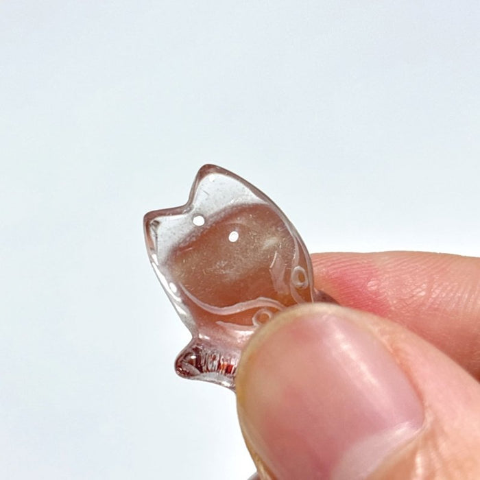 3 Pieces Super 7 Strawberry Quartz Fox Pendant