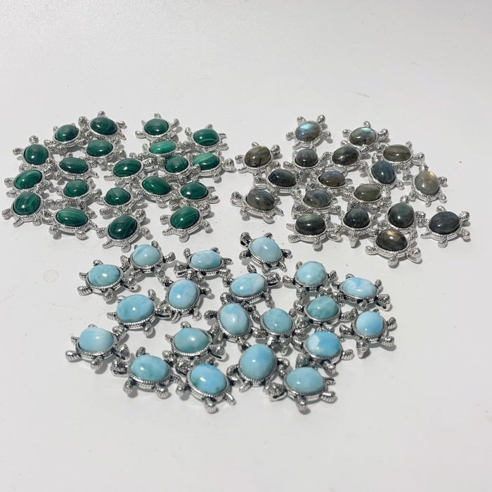 4 Types Cute Turtle Pendant Wholesale Larimar Labradorite