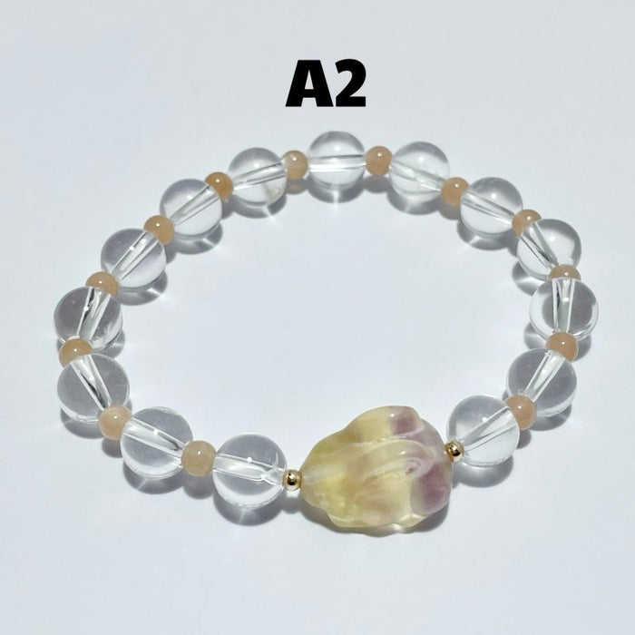 3 Types Fluorite Rabbit With Clear Quartz Bracelet Wholesale Original Design