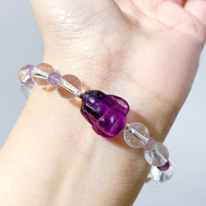 3 Types Fluorite Rabbit With Clear Quartz Bracelet Wholesale Original Design