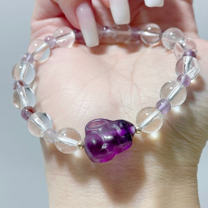 3 Types Fluorite Rabbit With Clear Quartz Bracelet Wholesale Original Design