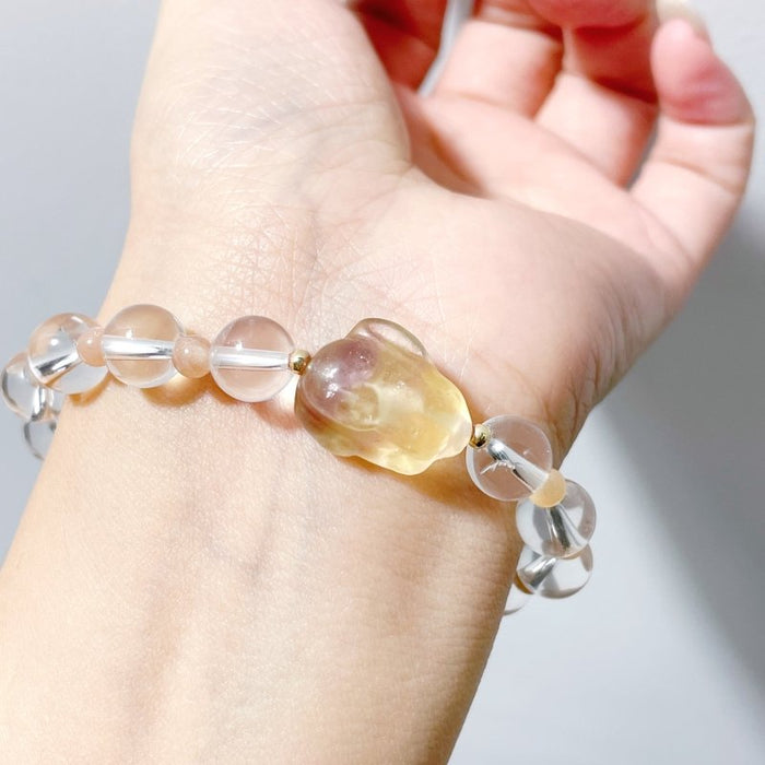 3 Types Fluorite Rabbit With Clear Quartz Bracelet Wholesale Original Design