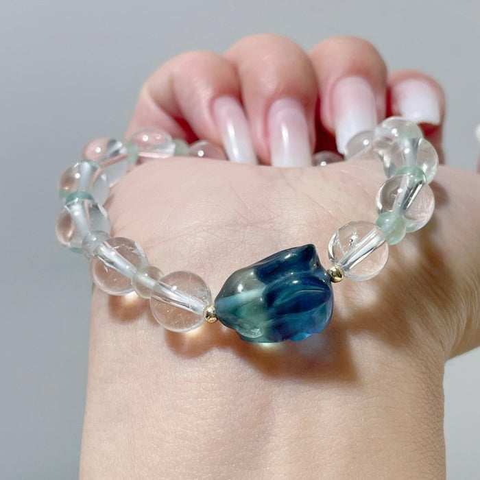 3 Types Fluorite Rabbit With Clear Quartz Bracelet Wholesale Original Design