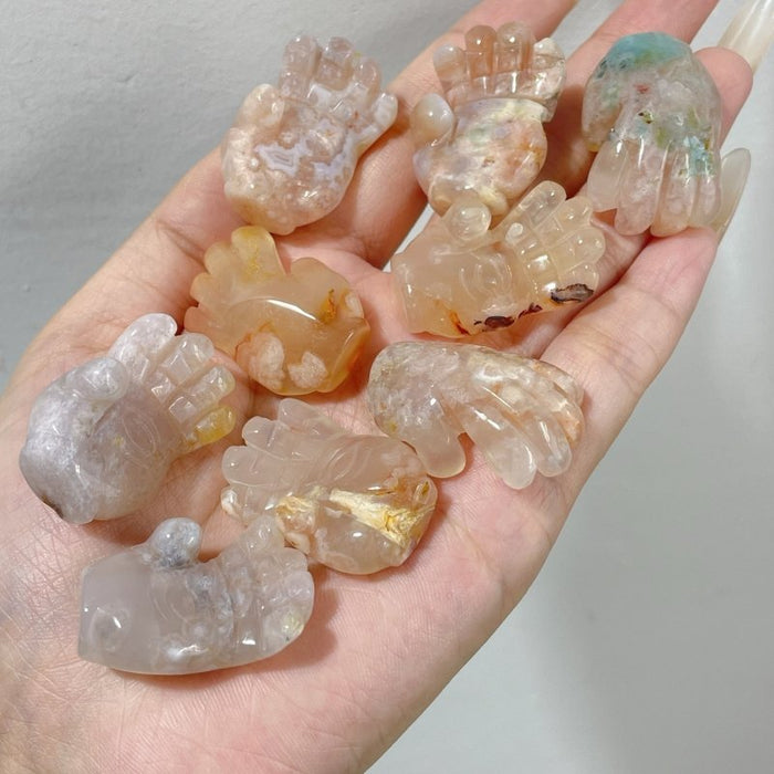 3 Types Hamsa Hand Of Fatima Carving Wholesale Rose Quarz Ocean Jasper