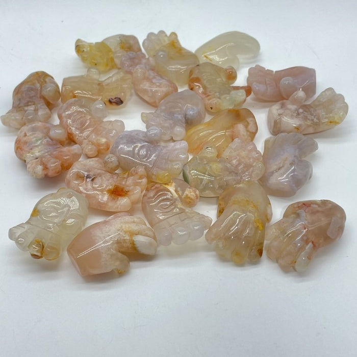 3 Types Hamsa Hand Of Fatima Carving Wholesale Rose Quarz Ocean Jasper