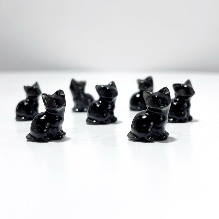 3 Types Mini Cat Carving Wholesale Obsidian White Opalite