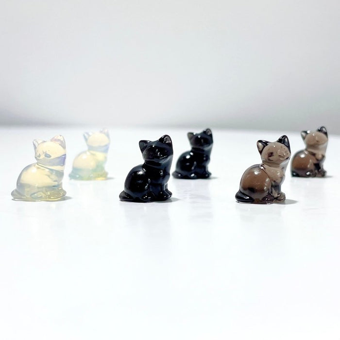 3 Types Mini Cat Carving Wholesale Obsidian White Opalite