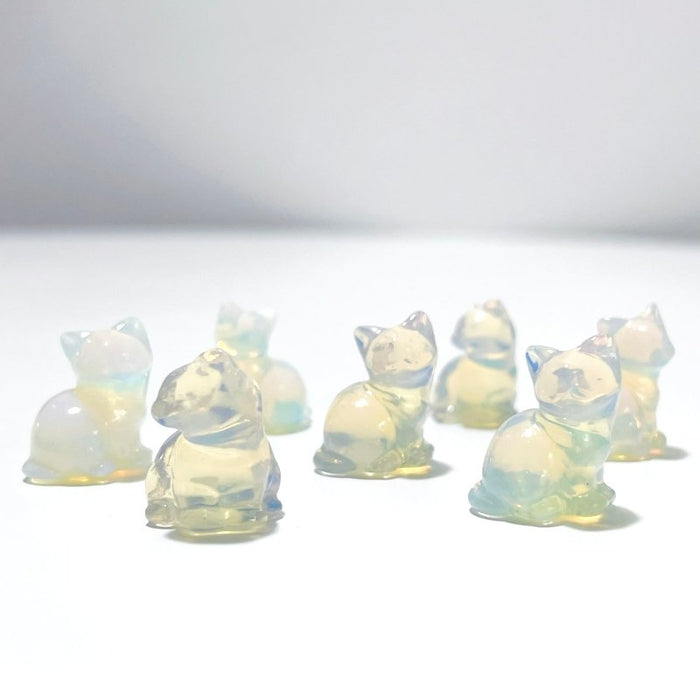 3 Types Mini Cat Carving Wholesale Obsidian White Opalite