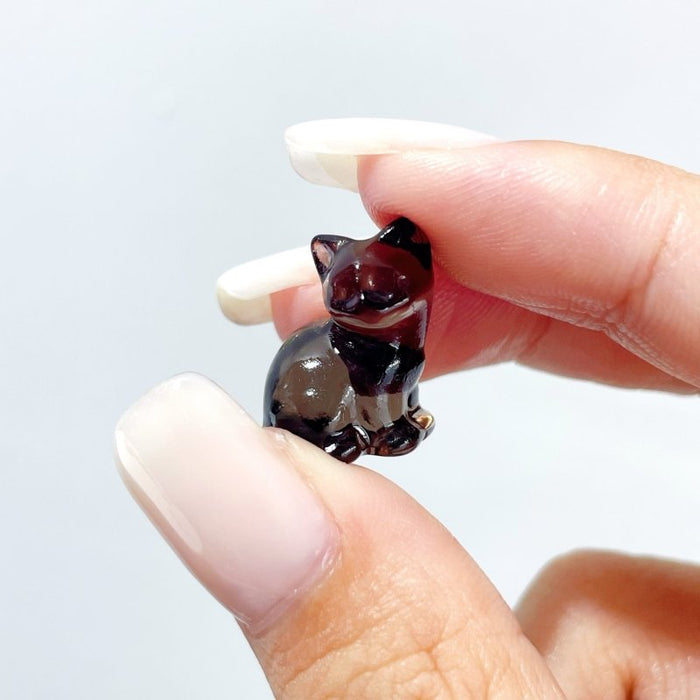 3 Types Mini Cat Carving Wholesale Obsidian White Opalite