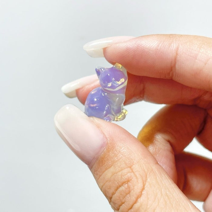 3 Types Mini Cat Carving Wholesale Obsidian White Opalite