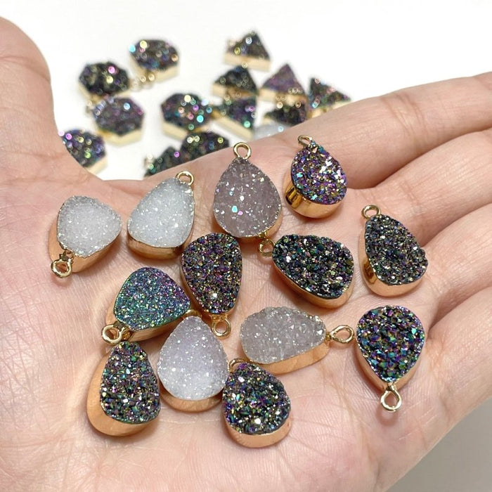 3 Types Mixed Colors Aura Geode Druzy Agate Pendant Wholesale