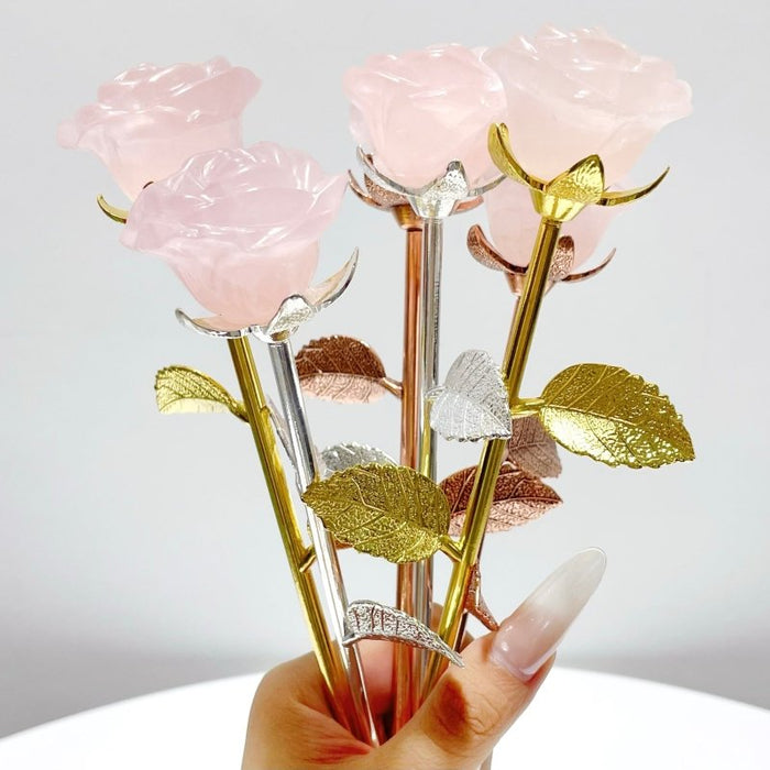 3 Types Rose Quartz Beautiful Rose Flower Carving Wholesale #2 Shape