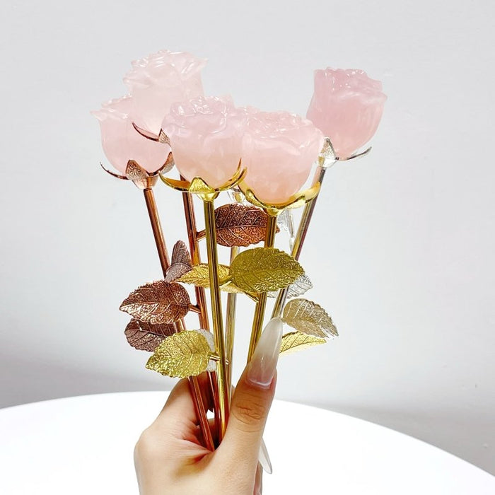 3 Types Rose Quartz Rose Flower Carving Wholesale #1 Shape