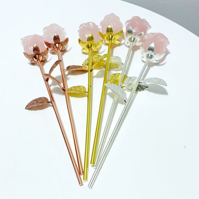 3 Types Rose Quartz Rose Flower Carving Wholesale #1 Shape