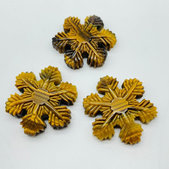 3 Types Snowflake Carving Wholesale Tiger Eye Howlite Yellow Calcite