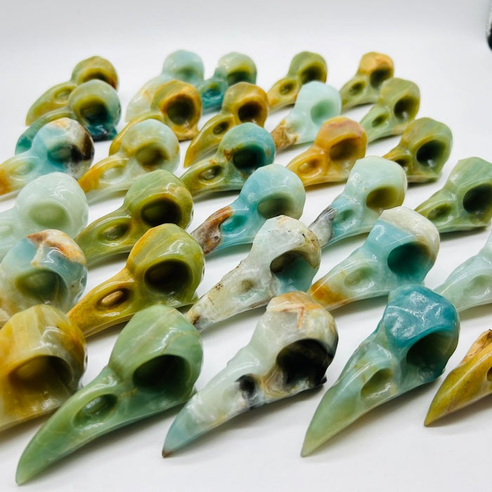 30 Pieces High Quality Caribbean Calcite Crow Skull Carving