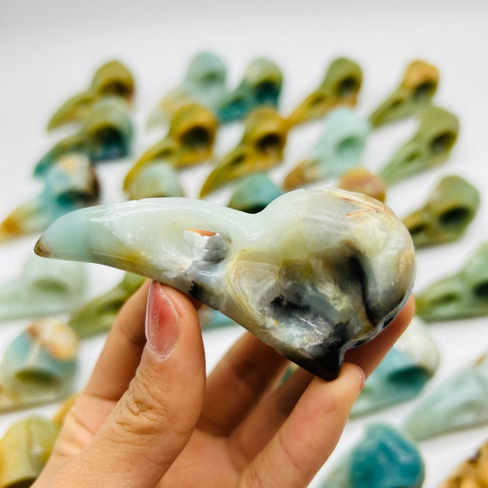 30 Pieces High Quality Caribbean Calcite Crow Skull Carving
