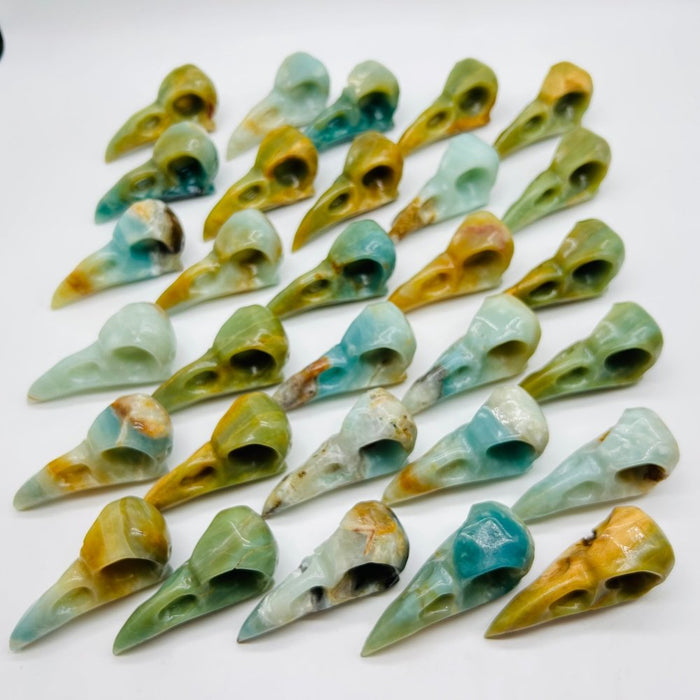 30 Pieces High Quality Caribbean Calcite Crow Skull Carving