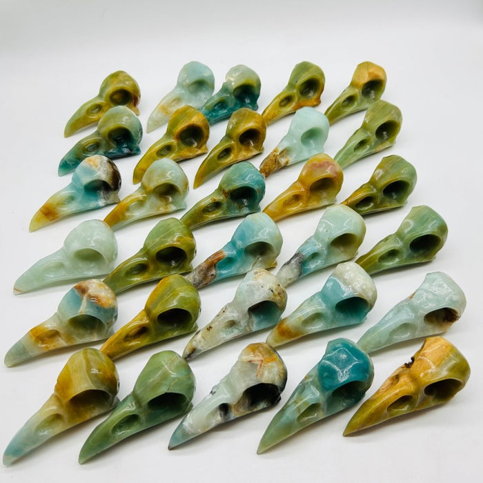 30 Pieces High Quality Caribbean Calcite Crow Skull Carving