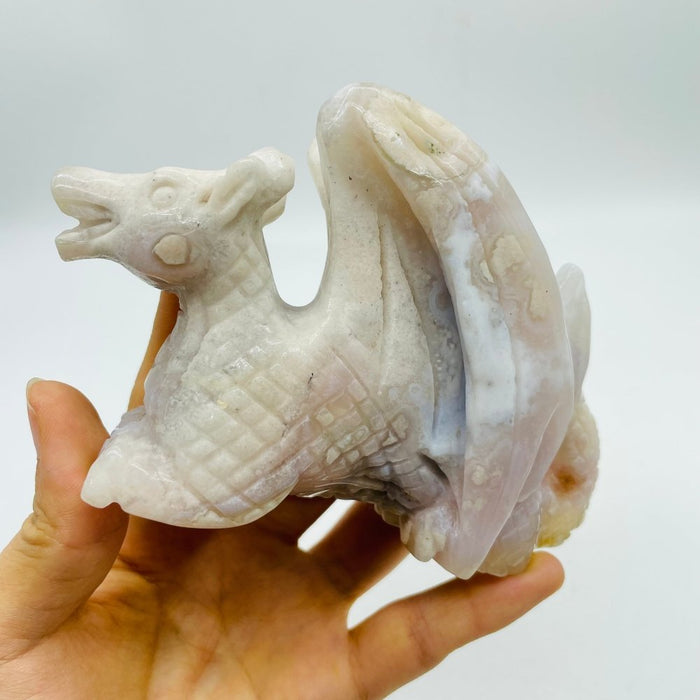 Sakura Flower Agate Flying Dragon Carving