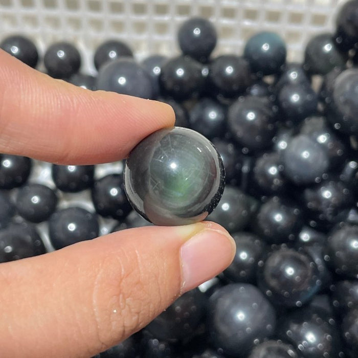 318 Pieces Rainbow Cat Eye Obsidian Spheres