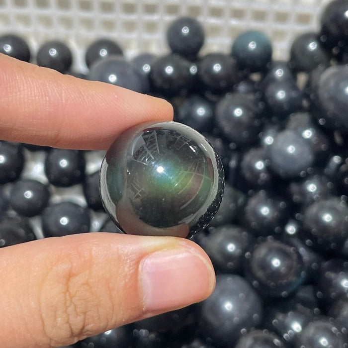 318 Pieces Rainbow Cat Eye Obsidian Spheres