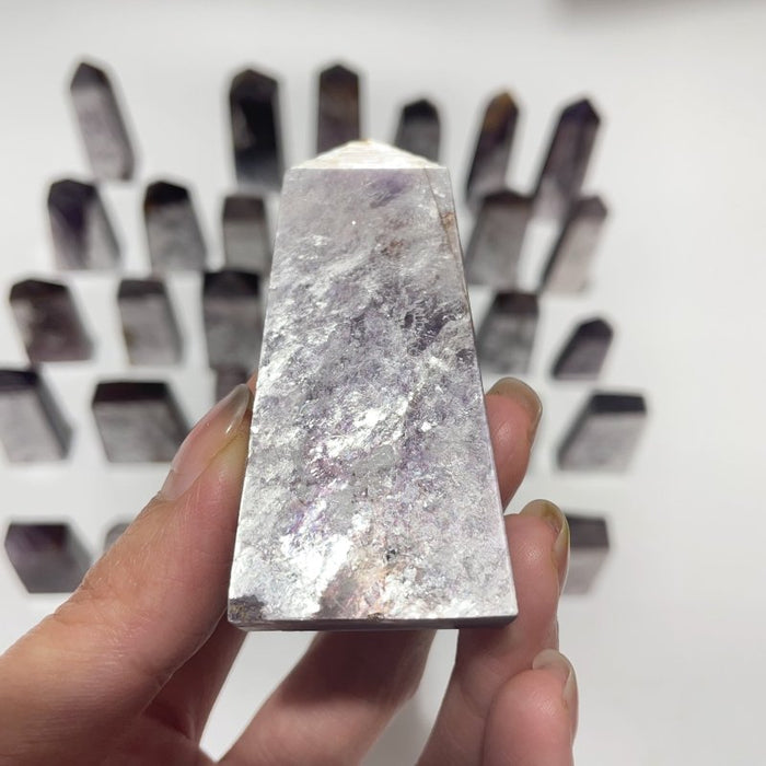 34 Pieces Purple Spark Lepidolite Four-Sided Tower
