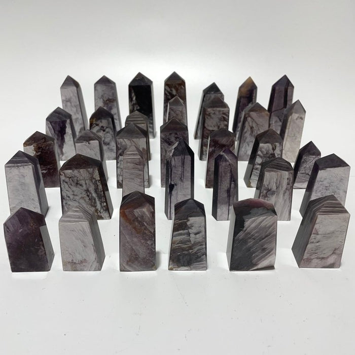34 Pieces Purple Spark Lepidolite Four-Sided Tower