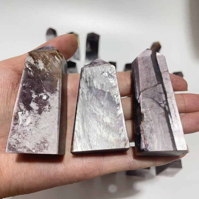 34 Pieces Purple Spark Lepidolite Four-Sided Tower