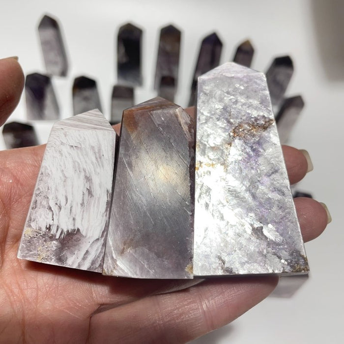 34 Pieces Purple Spark Lepidolite Four-Sided Tower