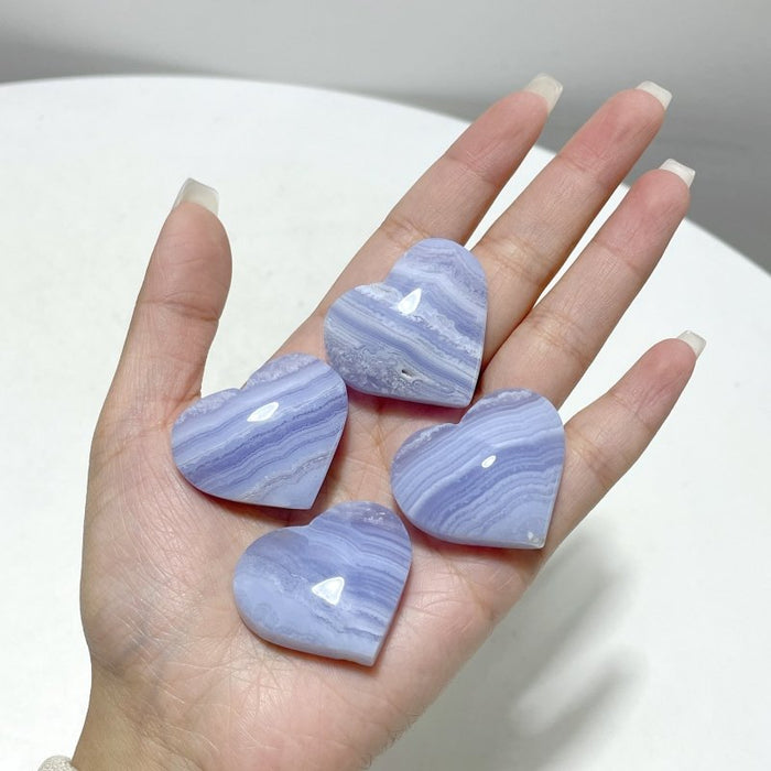 35 Pieces High Quality Blue Lace Agate Heart