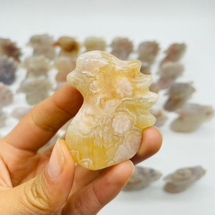 35 Pieces High Quality Sakura Flower Agate Eagle Carving