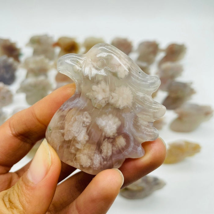 35 Pieces High Quality Sakura Flower Agate Eagle Carving