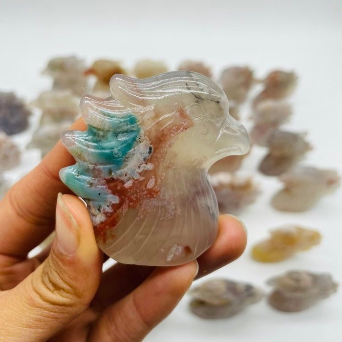 35 Pieces High Quality Sakura Flower Agate Eagle Carving