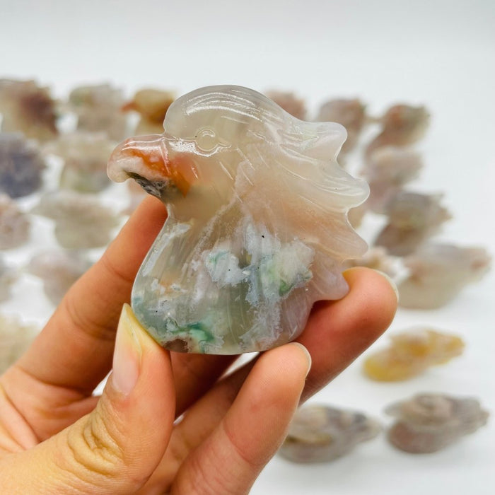 35 Pieces High Quality Sakura Flower Agate Eagle Carving