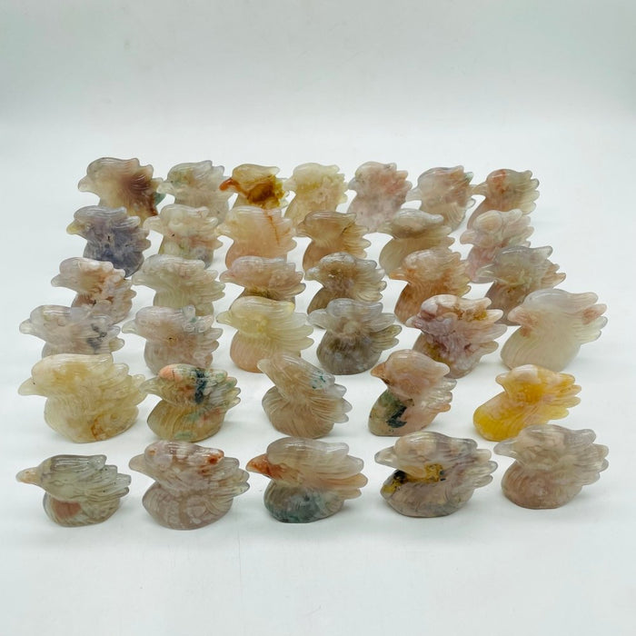 35 Pieces High Quality Sakura Flower Agate Eagle Carving
