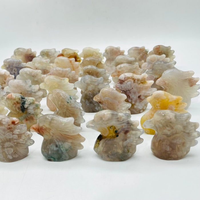 35 Pieces High Quality Sakura Flower Agate Eagle Carving