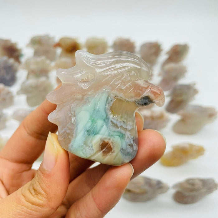35 Pieces High Quality Sakura Flower Agate Eagle Carving