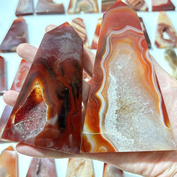 38 Pieces Geode Druzy Carnelian Four-Sided Points