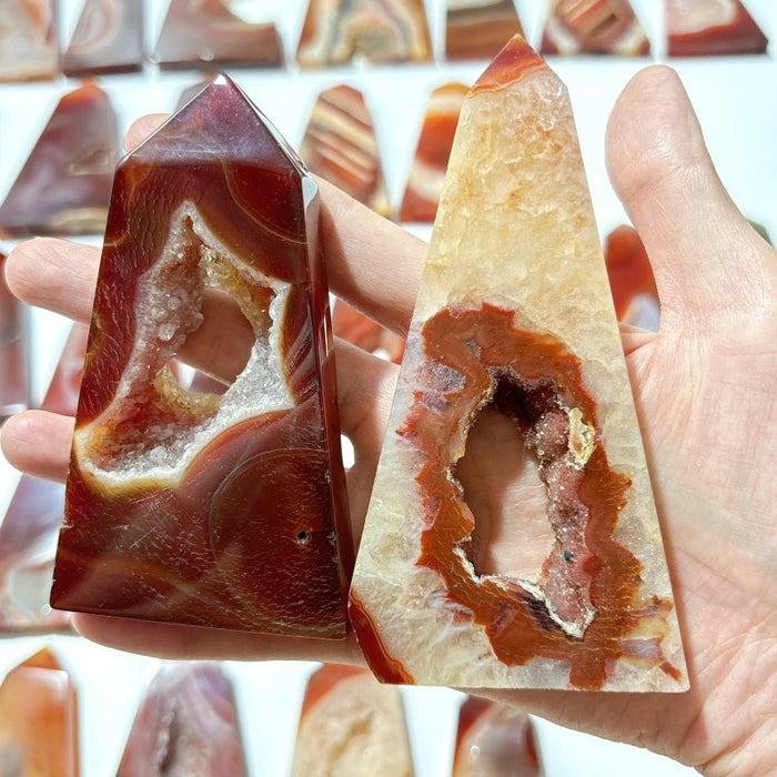 38 Pieces Geode Druzy Carnelian Four-Sided Points