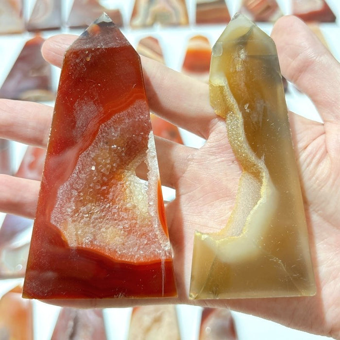 38 Pieces Geode Druzy Carnelian Four-Sided Points