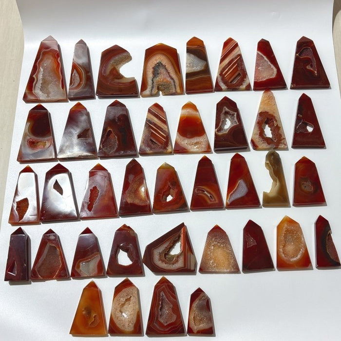 38 Pieces Geode Druzy Carnelian Four-Sided Points
