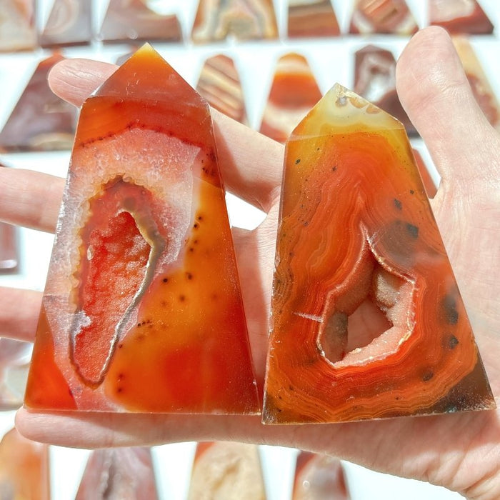 38 Pieces Geode Druzy Carnelian Four-Sided Points