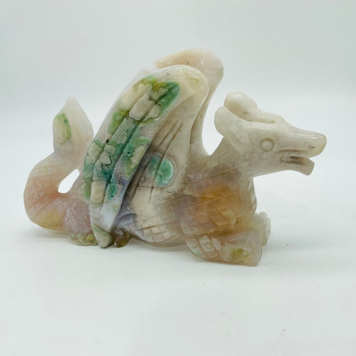 Sakura Flower Agate Flying Dragon Carving