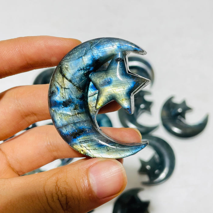 Labradorite Star And Moon Carving Wholesale