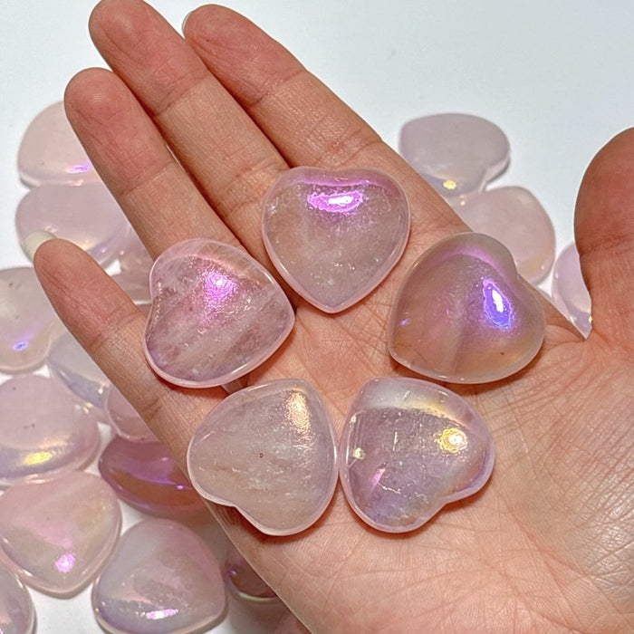 3cm Aura Rose Quarz Heart Crystal Wholesale