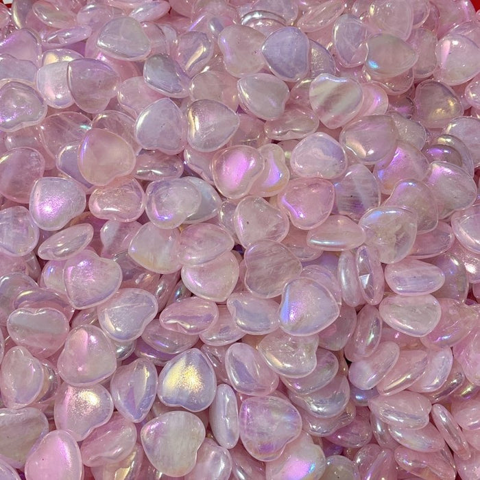 3cm Aura Rose Quarz Heart Crystal Wholesale