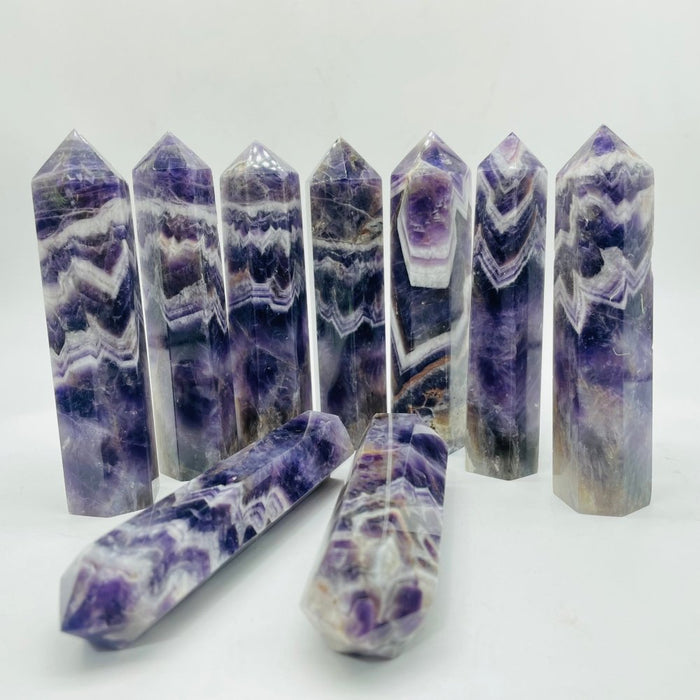 4-5in Dream Chevron Amethyst  Point Tower Wholesale